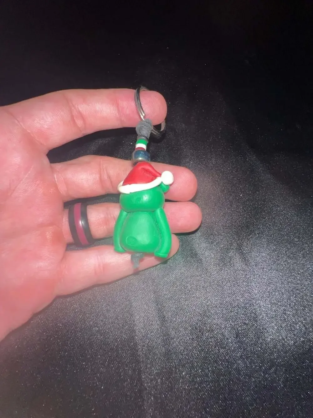 Christmas Santa Frog Handmade Polymer Clay Keychain